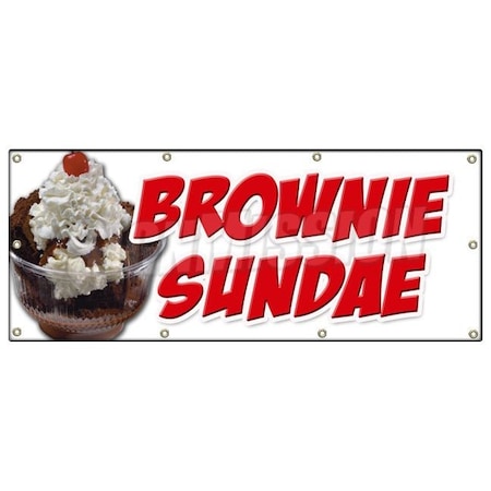 Signmission BROWNIE SUNDAE BANNER SIGN ice cream dessert whipped cream cherry B-96 Brownie Sundae